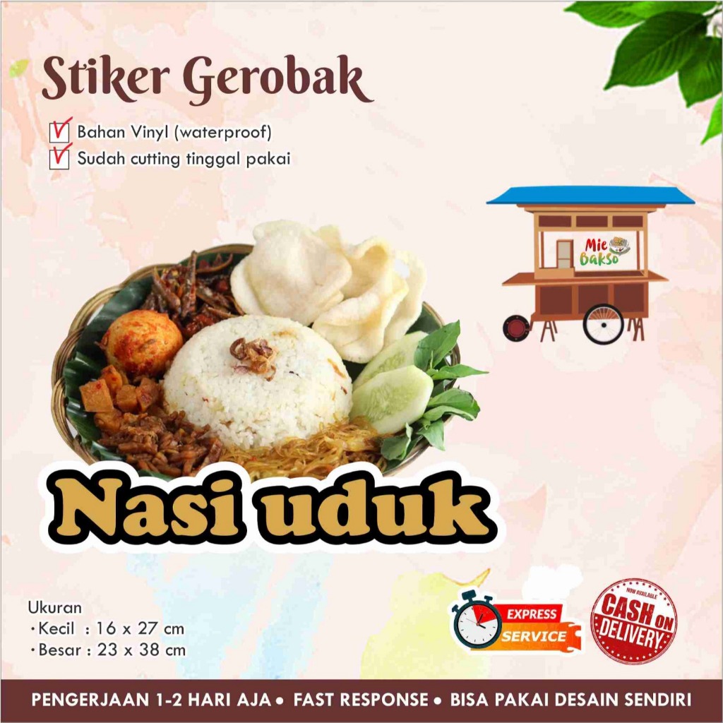 

STIKER KACA GEROBAK VINYL NASI UDUK / LABEL MAKANAN
