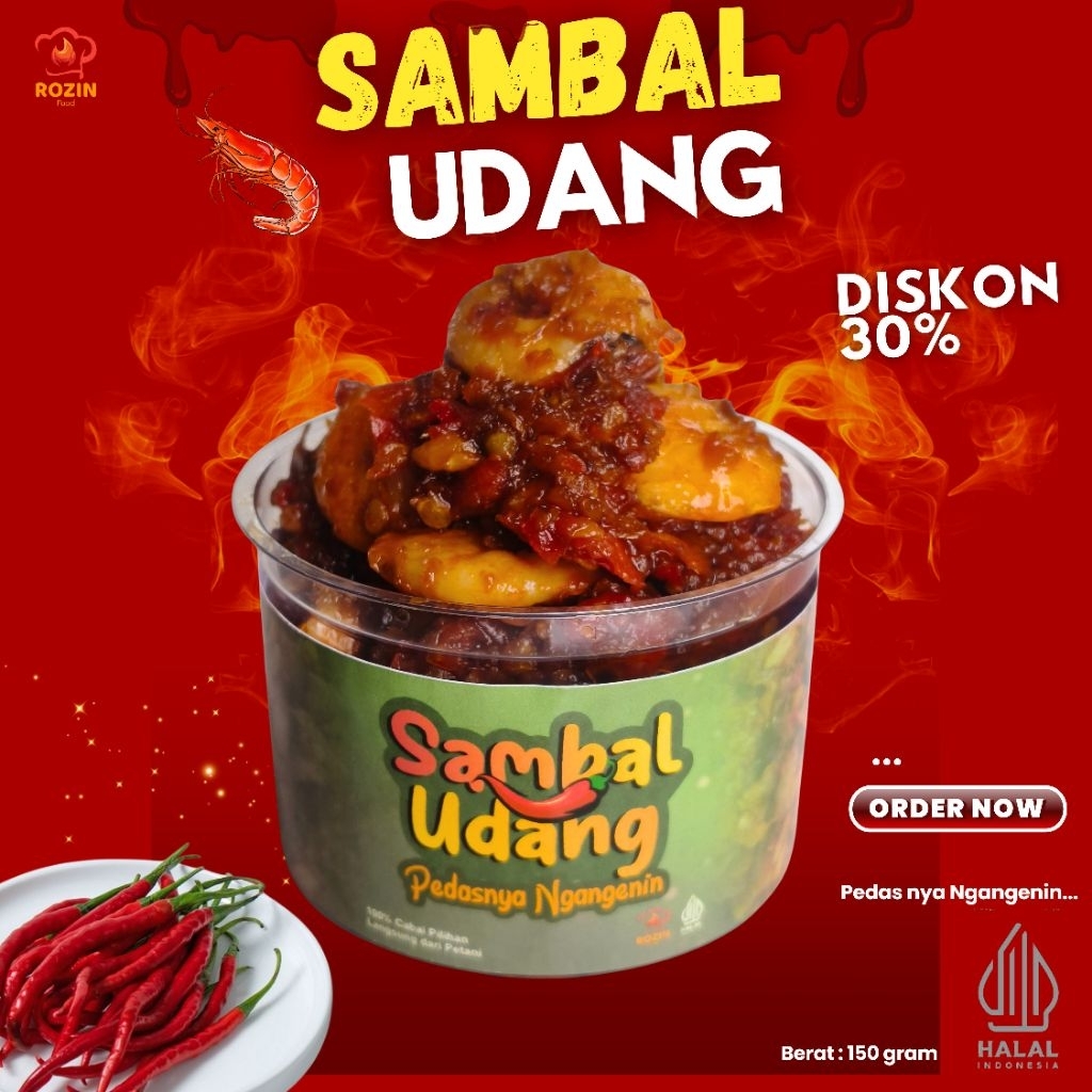 

Sambal Udang, Sambal Pedas, Sambal lezat, Sambal Termurah Halal 150g