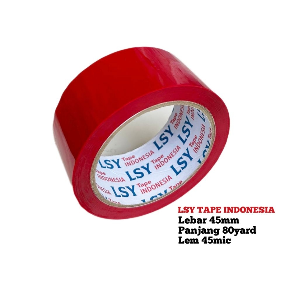 

lakban warna merah 45MM x 80yard full LSY TAPE INDONESIA ( CBM )
