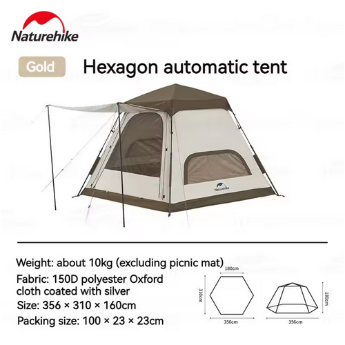 TENDA  ATOMATIS HEXAGONAL NATUREHIKE CNH22ZP007 - TENDA CAMPING OTOMATIS 4P