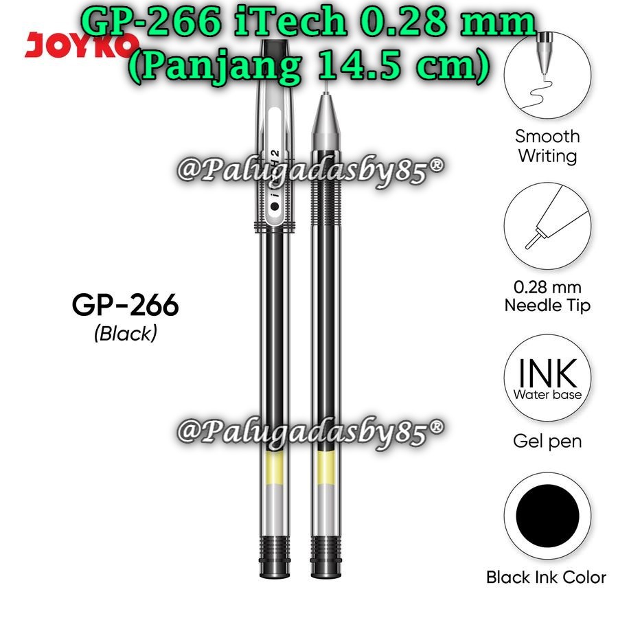 

(1 Biji) GROSIR Gelpen JOYKO GP-266 iTech 2 0.28 Gel Pen Hitam / Gel Pen Pulpen Pena GP-266 (1 Biji)