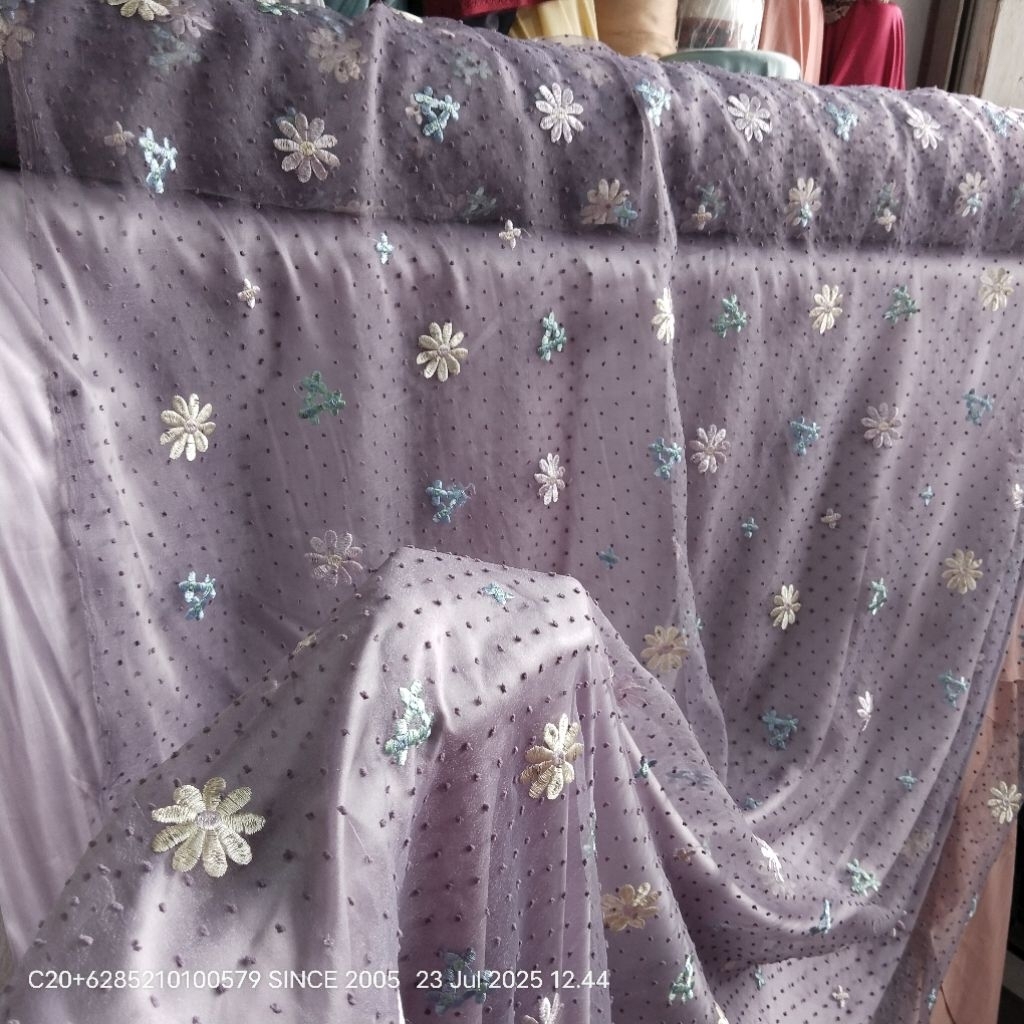 HARGA/0,5 M | BAHAN BORDIR ORGANZA DOT PREMIUM | KAIN ORGANZA BORDIR MOTIF TIMBUL | ORGANZA TWO TONE