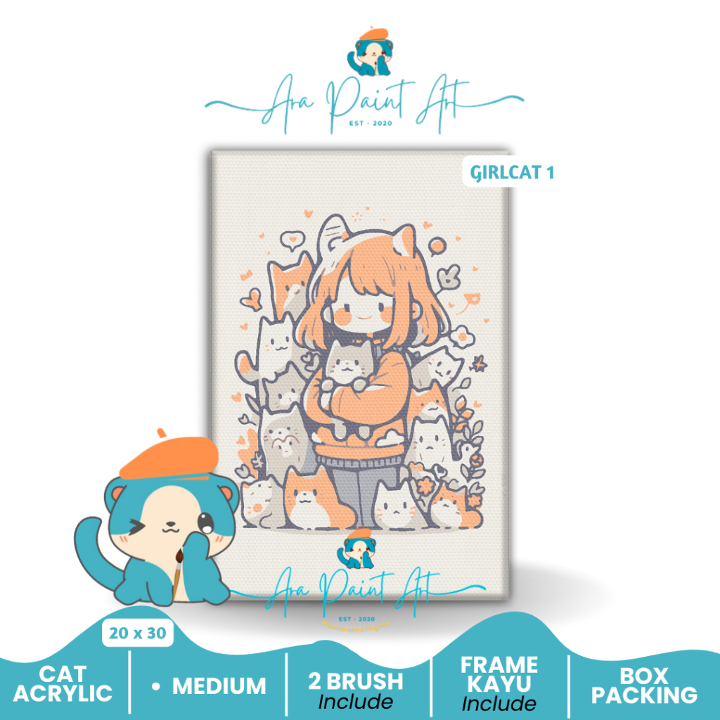 

ARA PAINT ART GIRLCAT SERIES Paint by numbers kit I Painting I Painting by numbers I Kado Wisuda I Kado unik I Kanvas Lukis