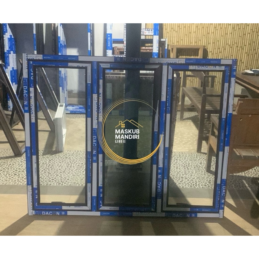 set kusen jendela gandeng 3 daun Aluminium 3inc UK T 120 x L 150cm