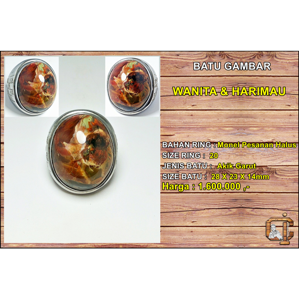 Batu gambar wanita & harimau asli alami.