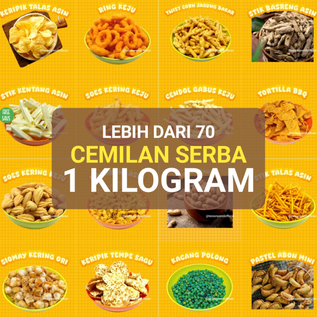 

TERLARIS SNACK KILOAN SERBA 1 KG KILOGRAM CEMILAN CAMILAN KEKINIAN PEDAS MANIS ASIN GURIH JAJANAN JADUL VIRAL
