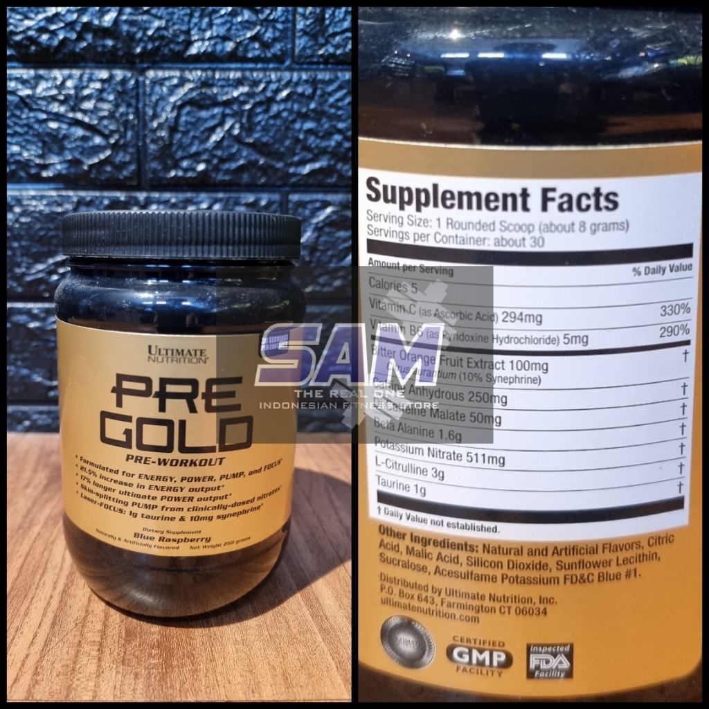 Suplemen Fitness ULTIMATE Pre Gold 30 serving Malang Pre Workout