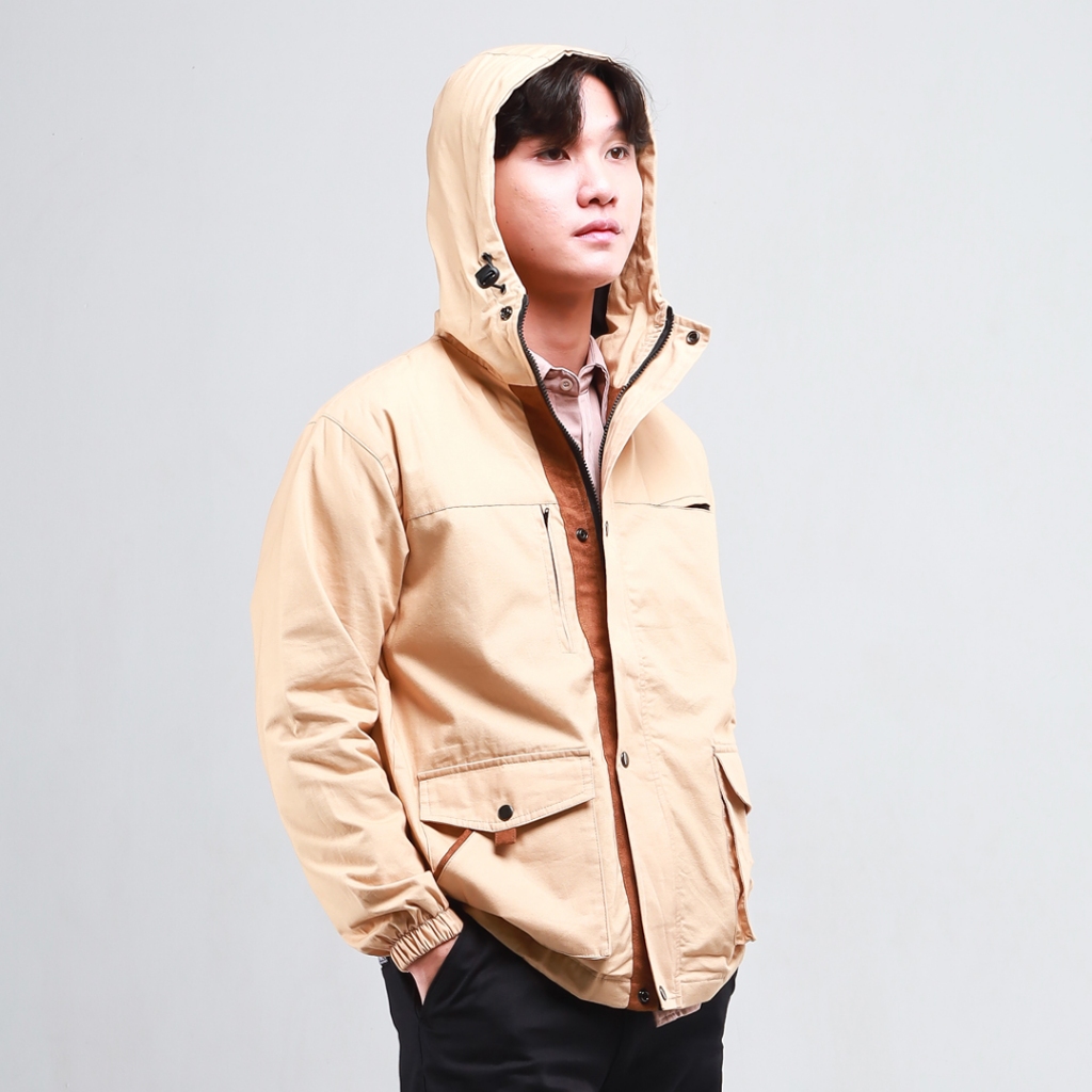 Nookly Jaket Parka Pria Ashton Cream Jaket Outdoor Jaket Pria Hoodie