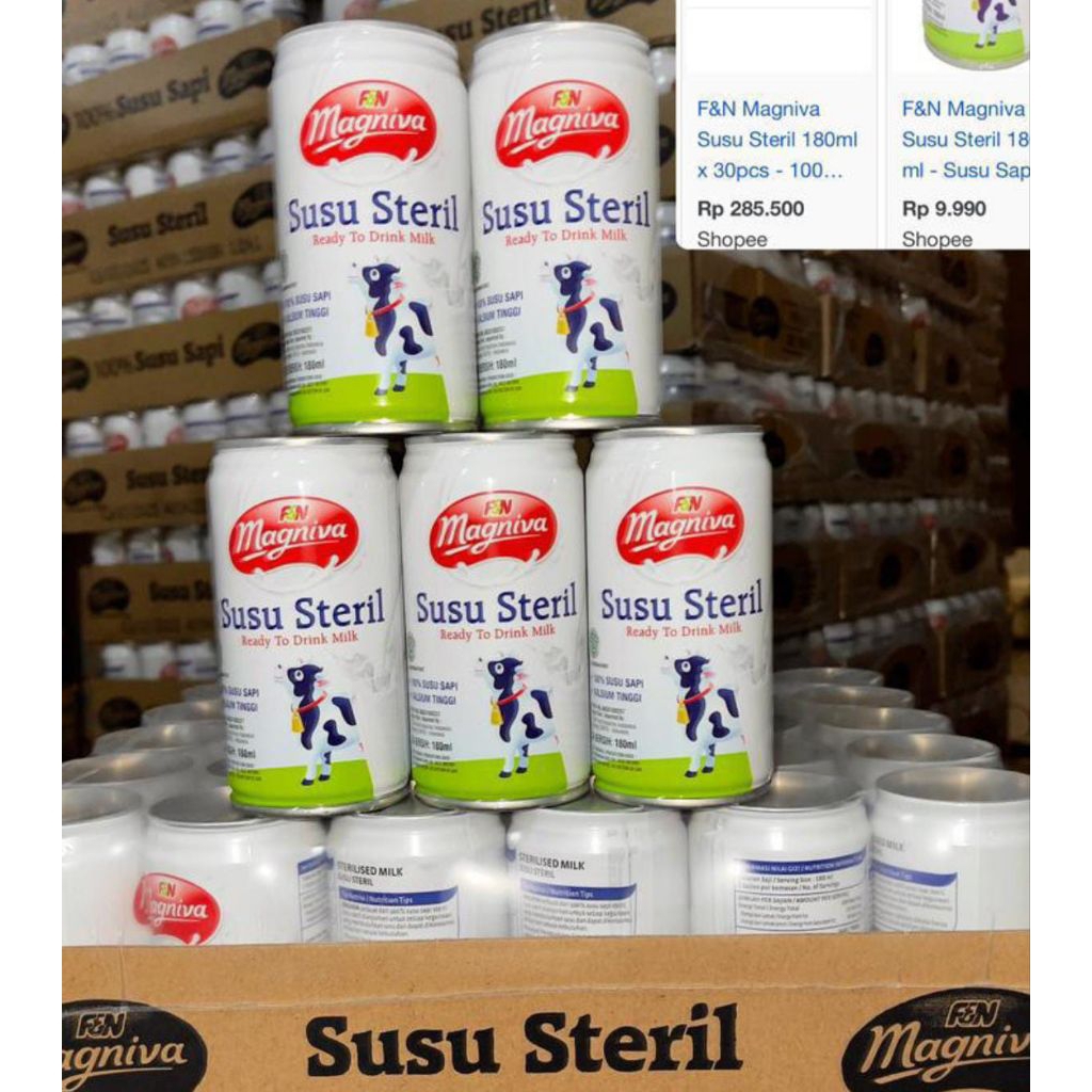 

Susu Steril F&N Magniva/ Susu Murni 180ml 1krat isi 30