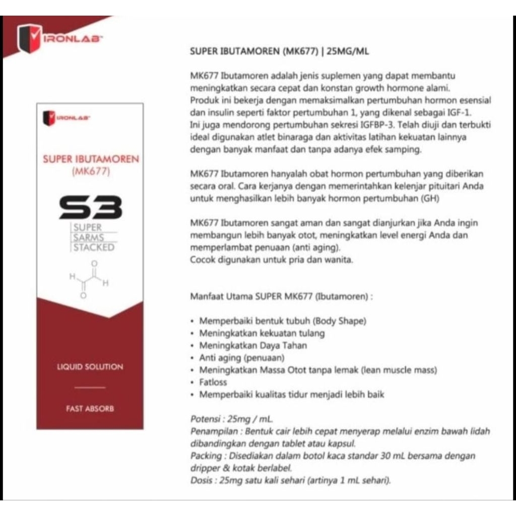 Suplemen Fitness IRONLAB MK677 SUPER IBUTAMOREN SARMS SARM
