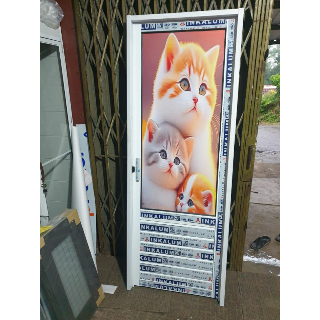Pintu Kamar Mandi/Pintu Minimalis/Pintu kamar mandi modern.Kusen Bajaringan.Bingkai Aluminium+ Daun 