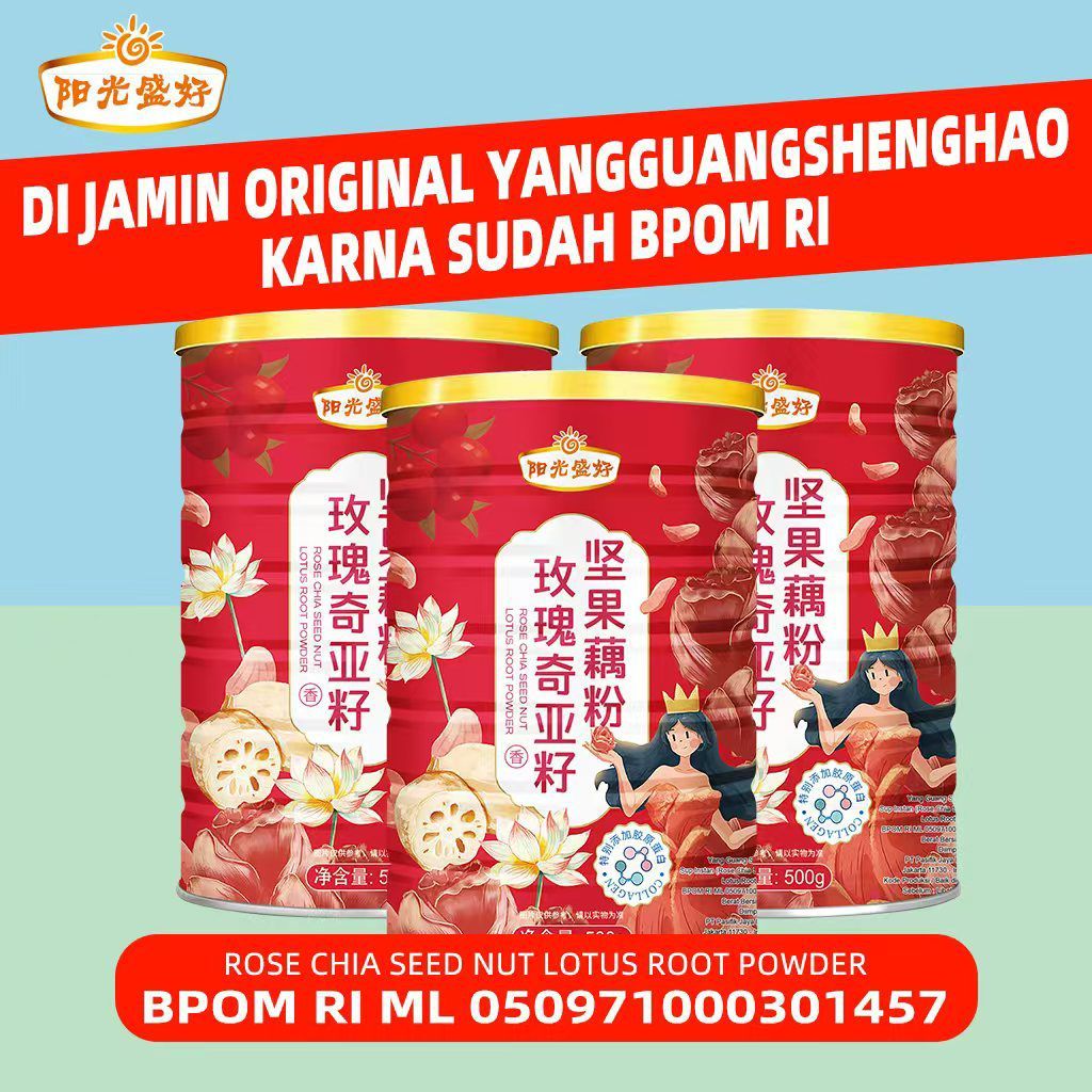 

[HALAL] YANG GUANG SHEN HAO 3PCS 500gram Oufen Lotus Powder Bubuk Akar Teratai Original BPOM RI Makanan Sereal Diet Sehat