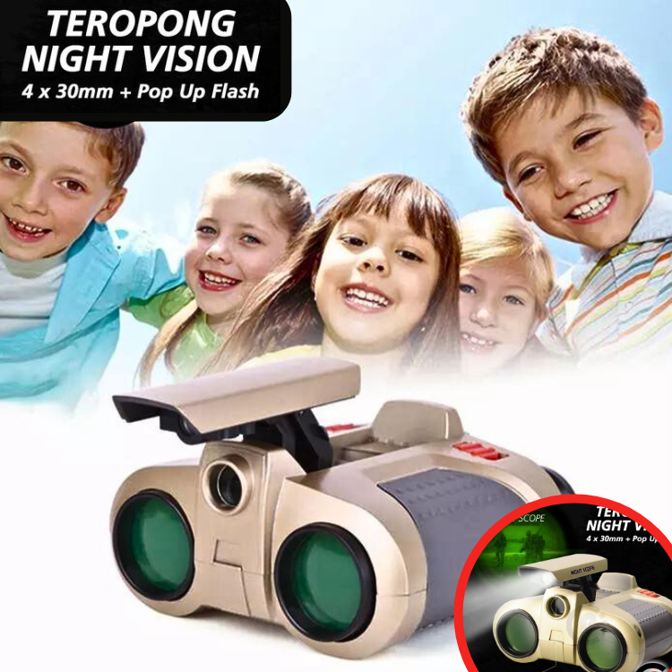 MEGA Scope Teropong Binoculars siang malam jarak jauh dengan Senter Pop-Up Light 4 x 30mm - JYW-1226