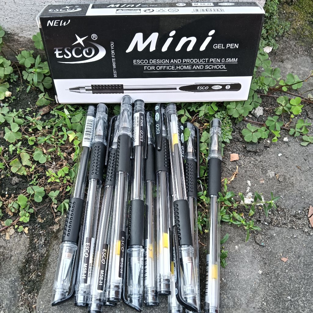 

12 Pcs Pulpen Jel Esco Pen Gel 0,5mm Tinta Hitam Pena Tulis 1 pack Atk Grosir