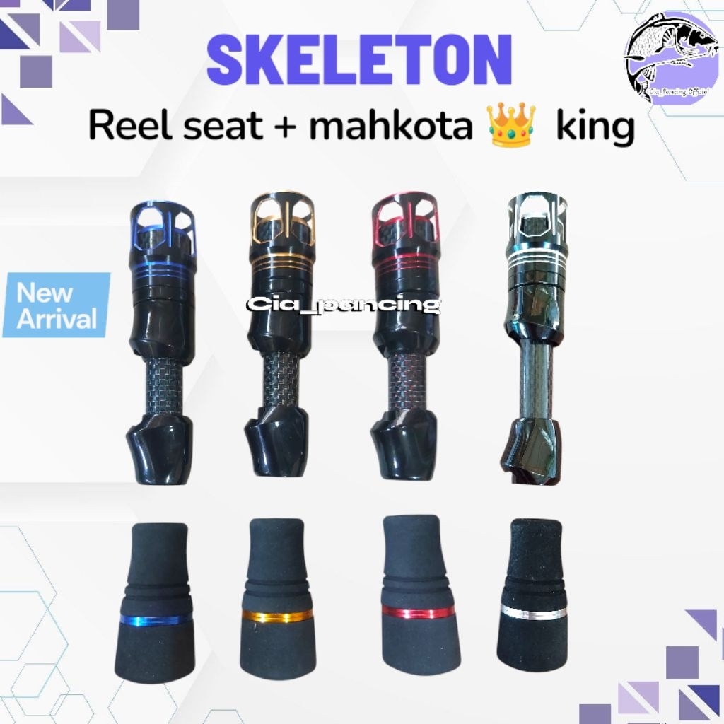 reel seat skeleton + mahkota king / reel seat custom joran kepala mahkota raja