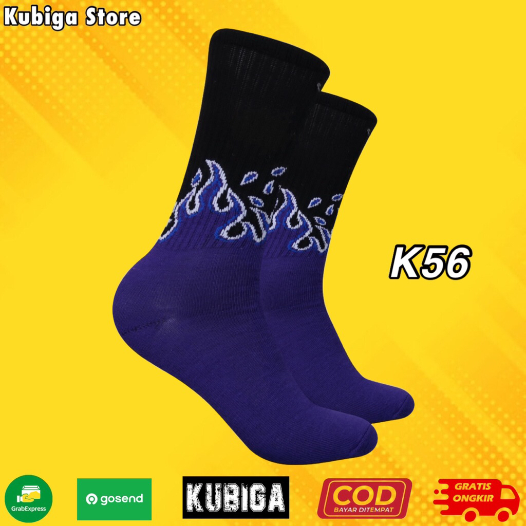 Kaos Kaki Oldschool - Kaos Kaki Skate Api Ungu Indigo Black - Kaos Kaki Medan - K56