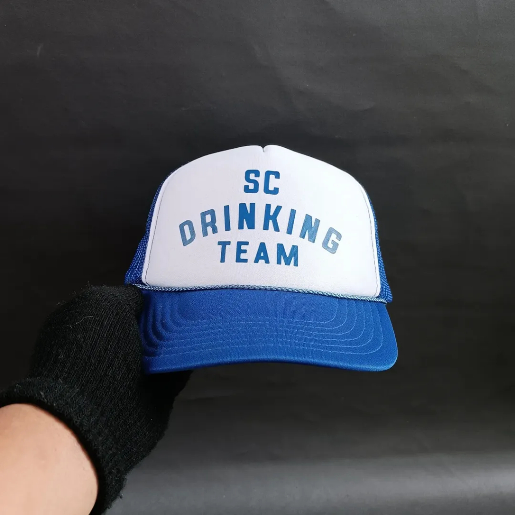 Topi Trucker Topi Jaring Rope Hat Unisex Pria Wanita SC DRINKING TEAM - Otto Biru