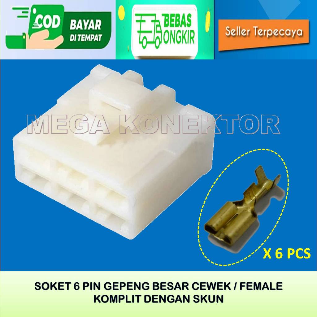 SOKET 6 PIN FEMALE BESAR SOKET KIPROK TIGER 6 PIN / Socket Kiprok Tiger