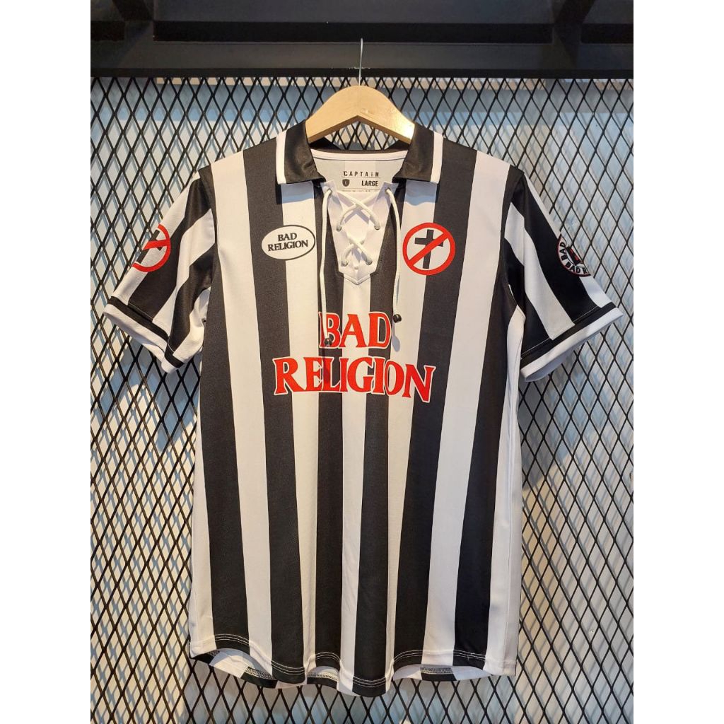 Jersey vintage Bad Religion | Kaos Band Punk Retro Motif Garis Hitam Putih