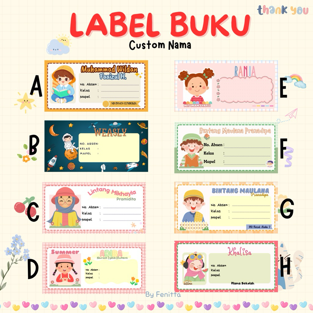 

[FENITTA] STIKER LABEL BUKU CUSTOM NAMA