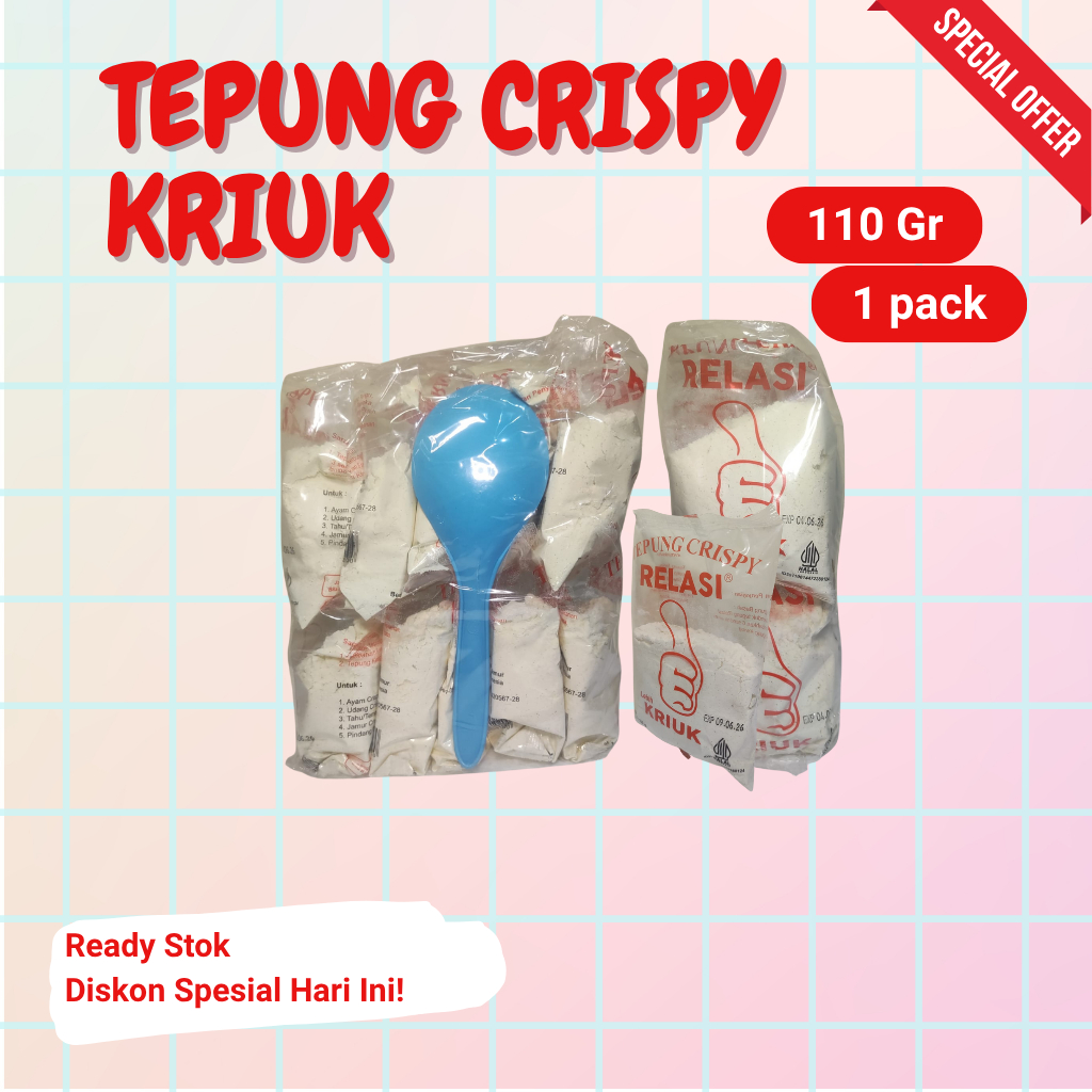 

Tepung Crispy Kriuk Cap Relasi 110gr – 1 Pack Isi 10 pcs + Bonus Centong Nasi