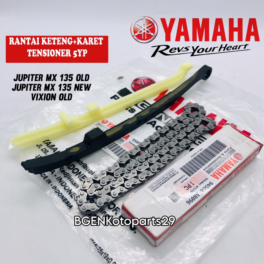 RANTAI KETENG+KARET TENSIONER YAMAHA JUPITER MX 135 OLD JUPITER MX 135 NEW VIXION OLD ORIGINAL YGP