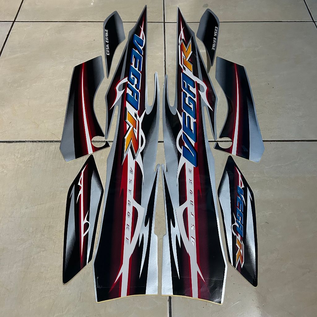 stiker striping yamaha vega r new 2007 2008 hitam silver lis body standar berkualitas original