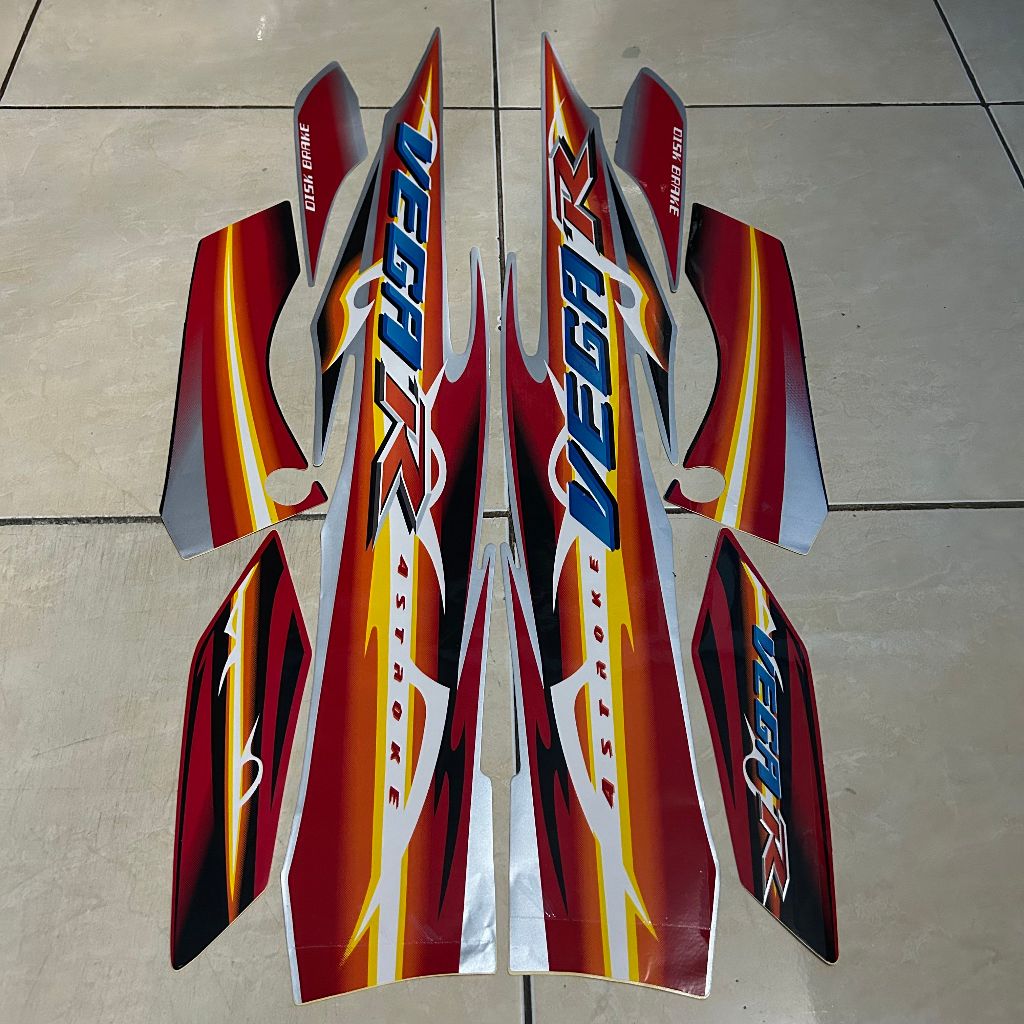 stiker striping yamaha vega r new 2007 2008 merah silver lis body standar berkualitas original