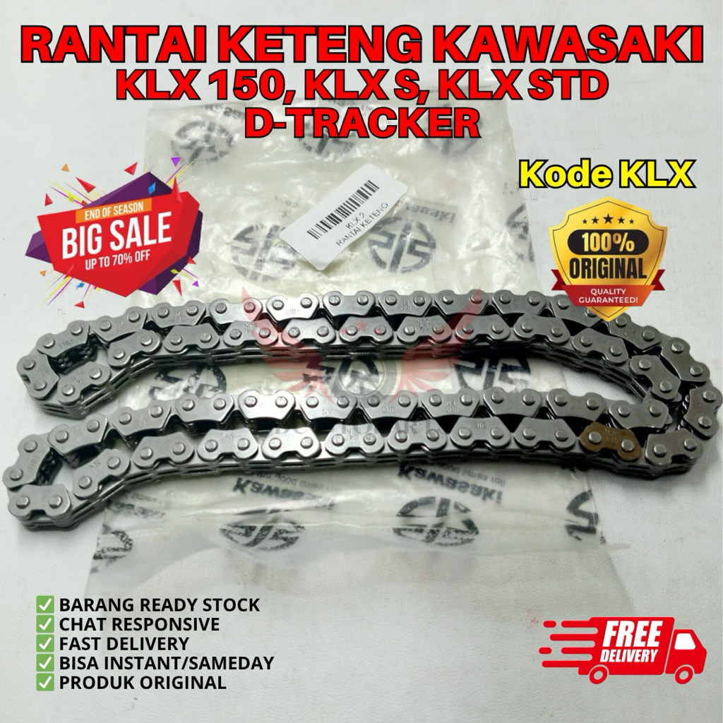 KLX RANTAI KETENG KLX 150 ORIGINAL KAWASAKI, RANTAI KETENG ORIGINAL KLX S, RANTAI KETENG KLX STD ORI