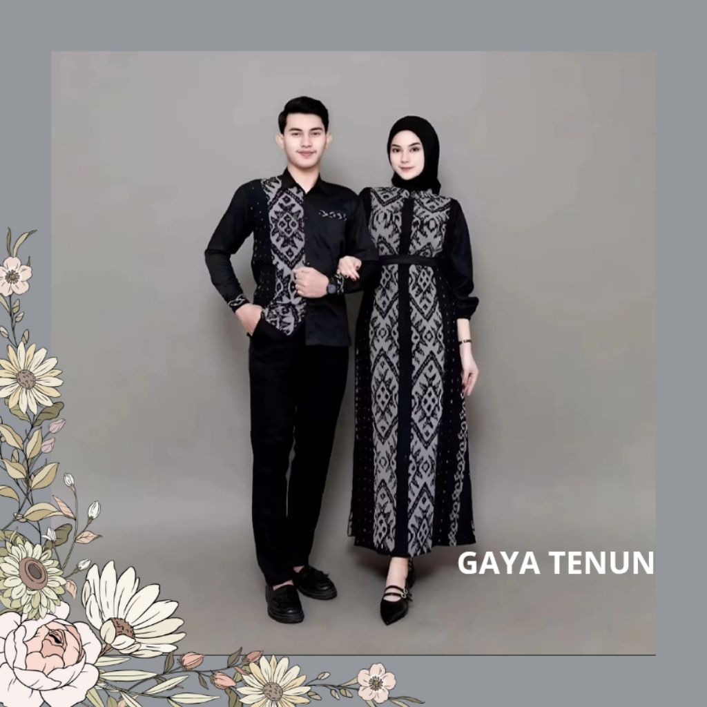 Set couple tenun - baju couple tenun - baju couple keluarga - kemeja tenun - gamis tenun