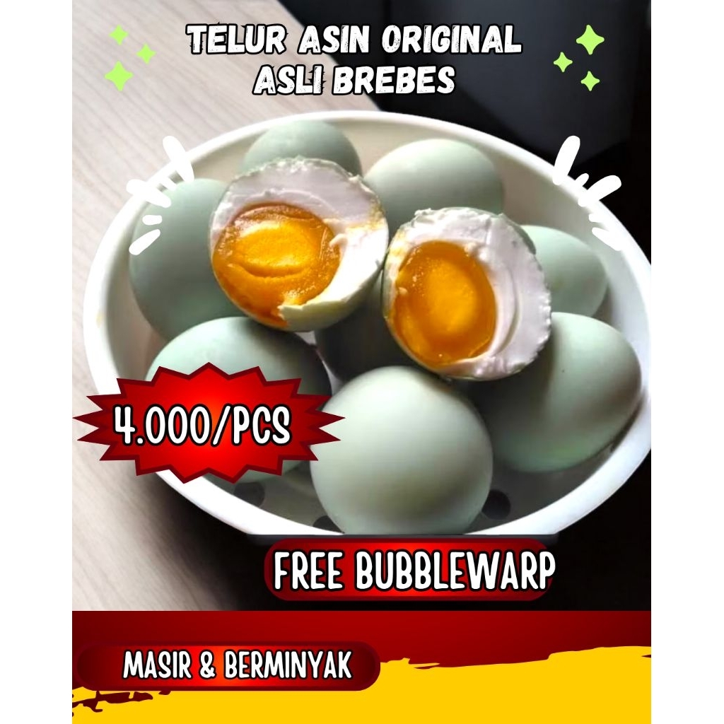 

Telur Asin Matang/OMEGA/Masir/Pakan Udang MINIMAL 10 BUTIR Original 100% Asli Brebes