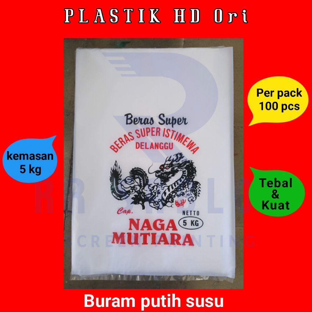 Kantong plastik kemasan beras naga 5 kg 100 pcs