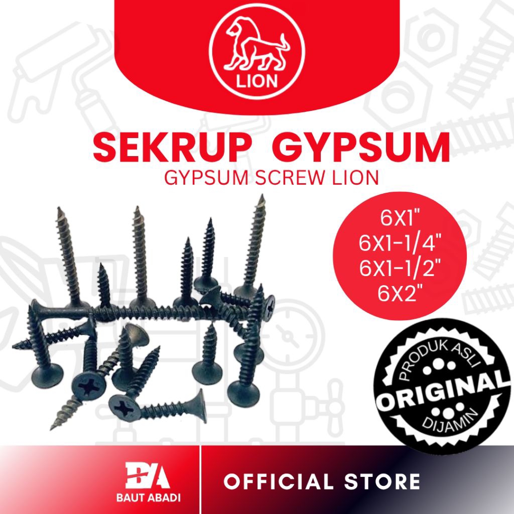Sekrup Gypsum 6X1 isi 1000 pcs