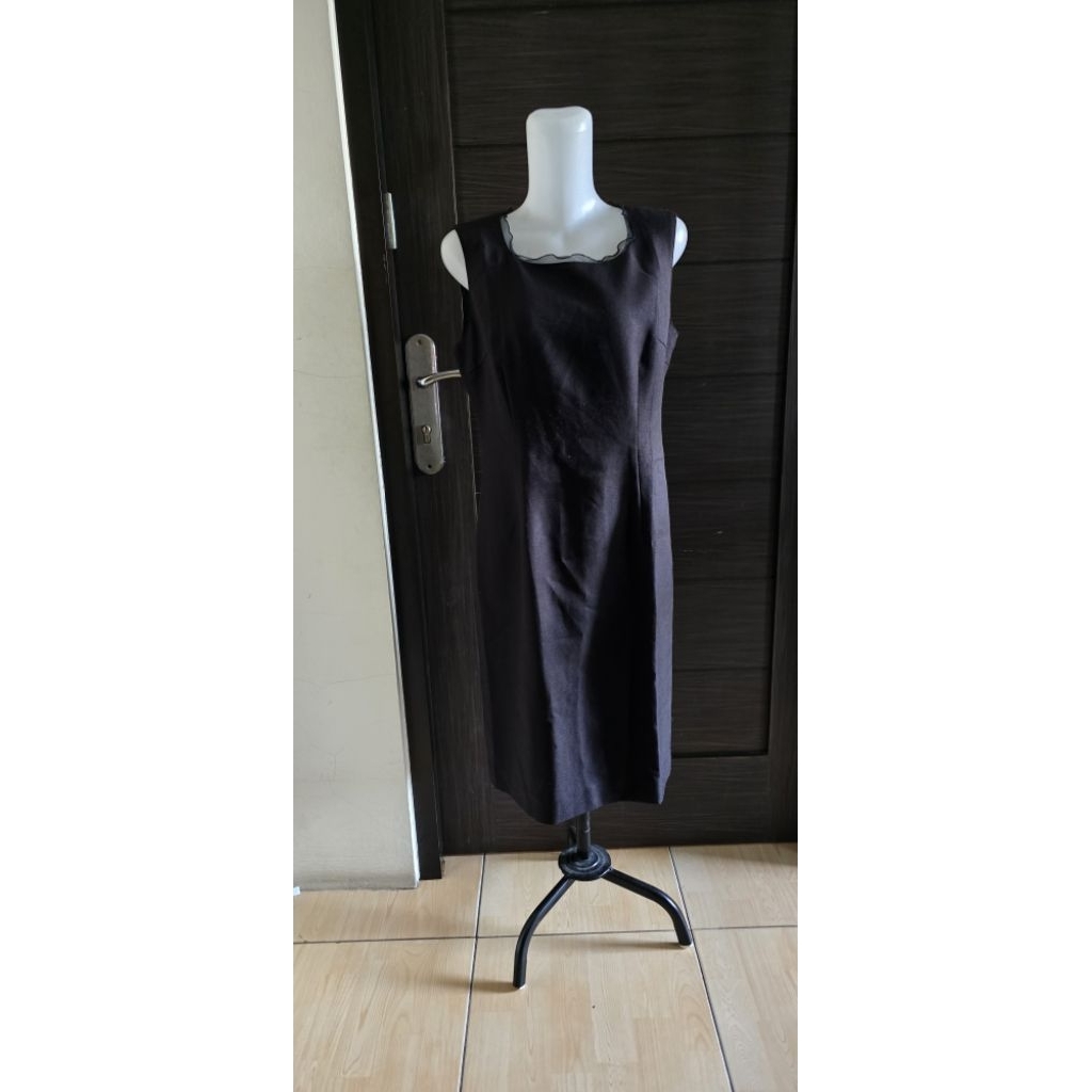 dress hitam leher organza pl