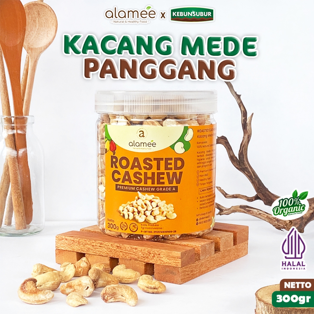 

ALAMEE Kacang Mede Panggang Roasted Cashew Mete Mente Organik Oven Matang 300 gram kebunsubur