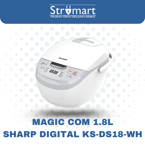 Sharp Rice Cooker Digital 1.8L KS DS18WH / KS-DS18-WH / KS-DS18 White Magic Com - 8 Auto Cook Menu -
