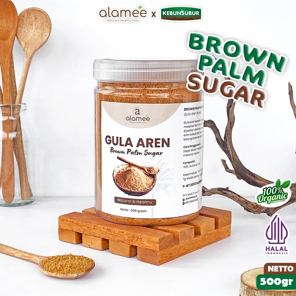

ALAMEE Gula Aren Asli Bubuk Pure Palm Sugar Organik Premium Semut Powder Organic 500gr Kebunsubur