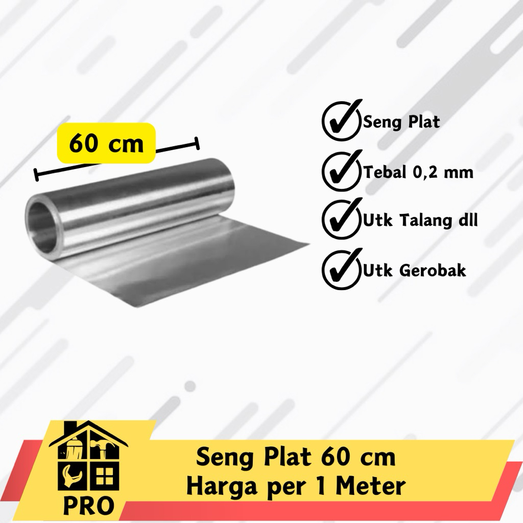 Seng Plat 0,2 mm (Lebar 60 cm) Galvalum Anti Karat 0.2mm