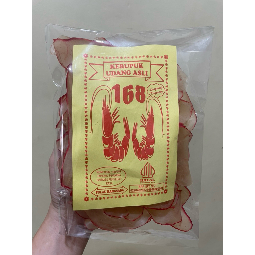 

Kerupuk Udang Mentah Asli Udang 168 Merah Khas Pulau Rangsang Halal Instan/Packing Kotak
