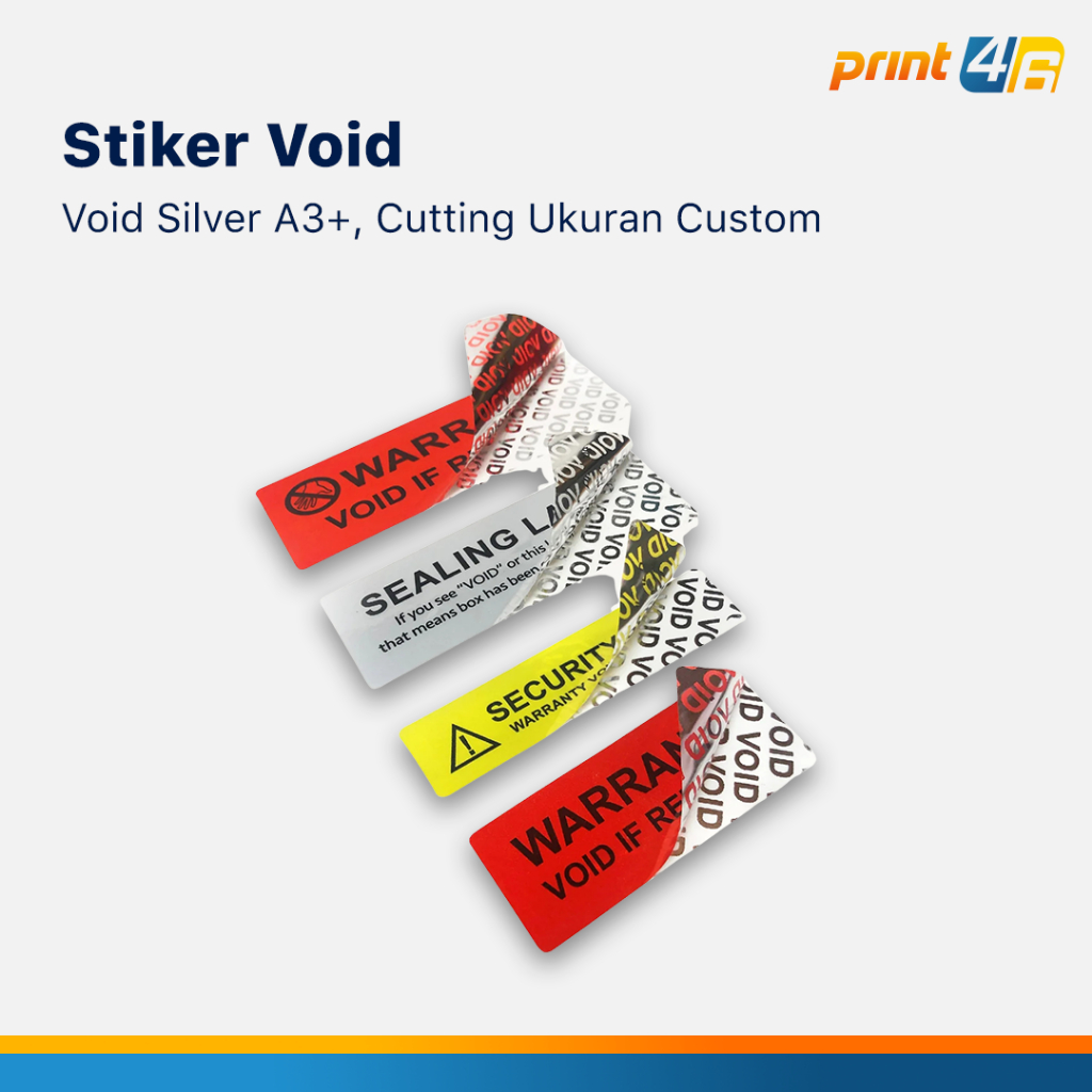 

Print Stiker Label Security Void Custom Ukuran 30x46cm Cutting Custom Silver untuk Segel Garansi dan Barang Premium