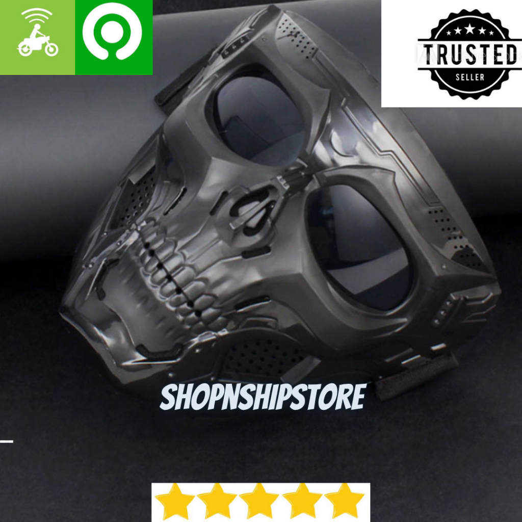 Masker Motor Topeng Airsoft Gun Full Face Tactical Mask Skull Penutup Muka Full Face Helm Aksesoris 