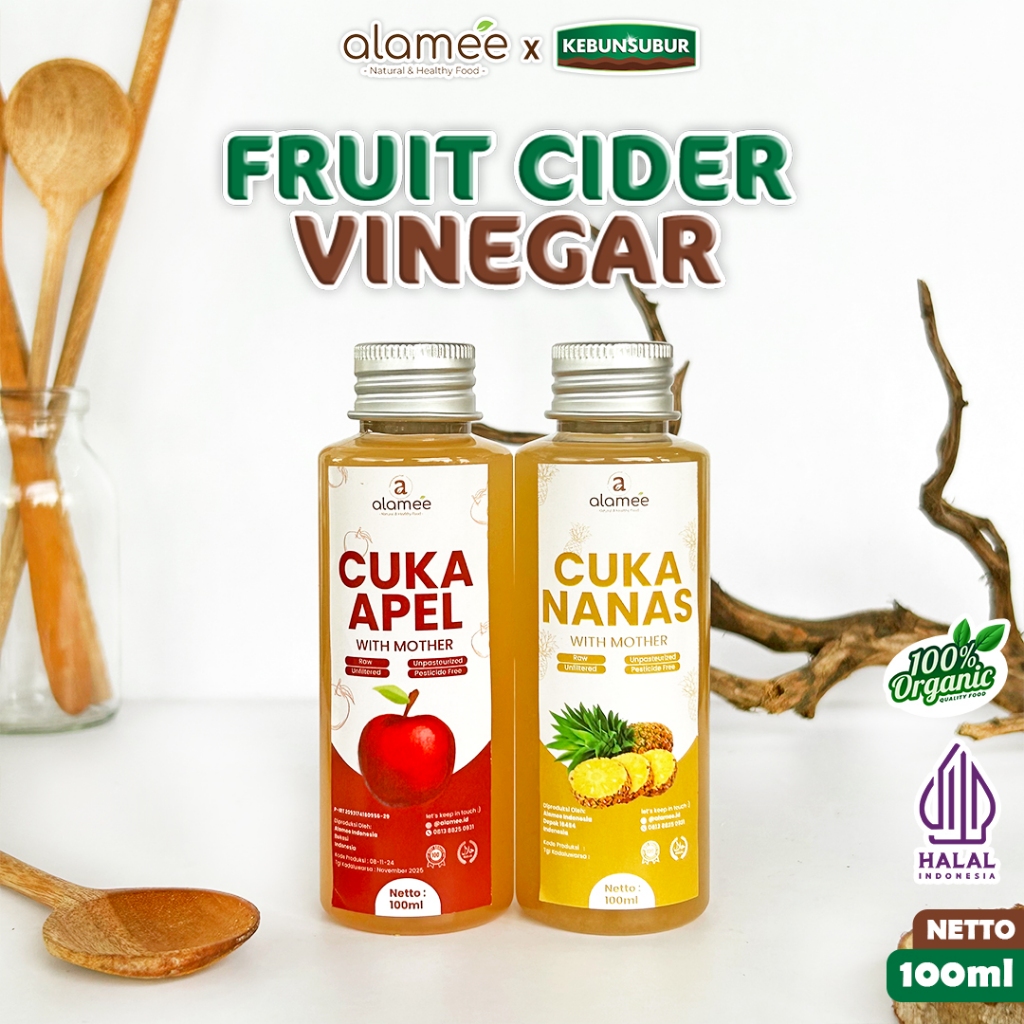 

alamee cuka murni 100 ml tanpa bahan tambahan lain cuka apel cuka nanas organik kebunsubur