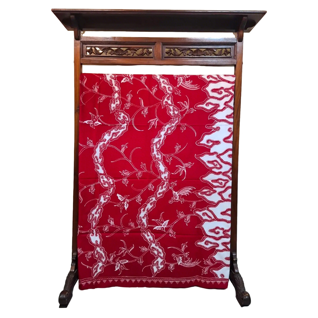 BATIK SALMA Kain Batik Tulis Merah Putih Motif Mega Mendung Kombinasi Burung Bahan Katun Halus Primi