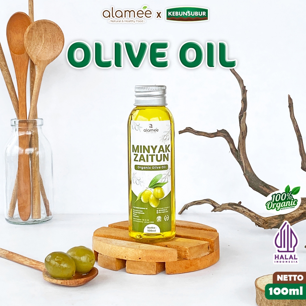 

ALAMEE Minyak Zaitun Asli Untuk Diminum Olive Oil Extra Virgin Organik Murni Masak EVOO 100ml Kebunsubur