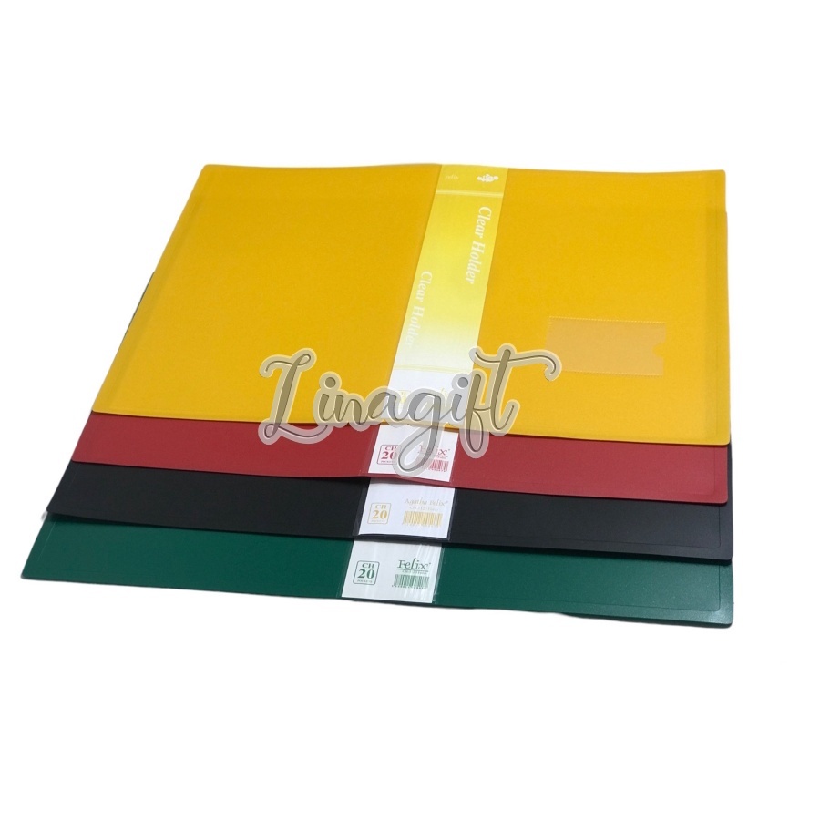 

MAP CLEAR HOLDER FELIX CH-1120 FOLIO 20 POCKET YELLOW RED GREEN BLACK