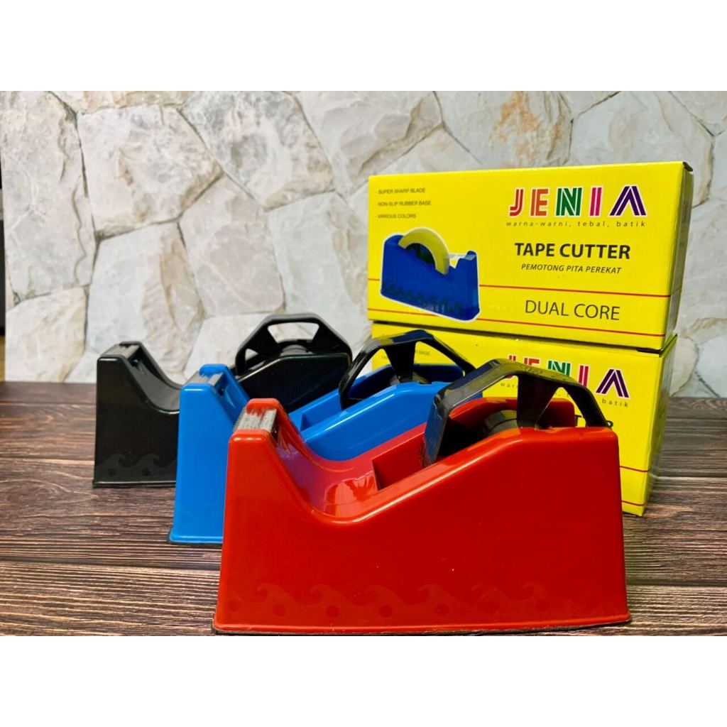 

Dispenser Tape Isolasi Jenia-1 pcs Warna Random / Tape Cutter Jenia Dual Core Dispenser Lakban
