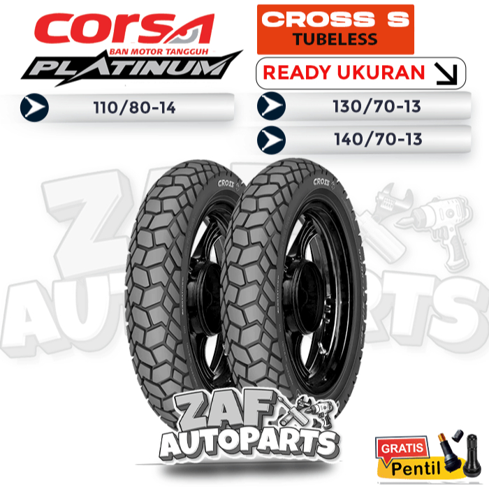 Paket BAN MOTOR MATIC CORSA CROSS S ADV 150 / 160 TUBLES Ring 14 110/80 Ring 13 130/70 DEPAN BELAKAN