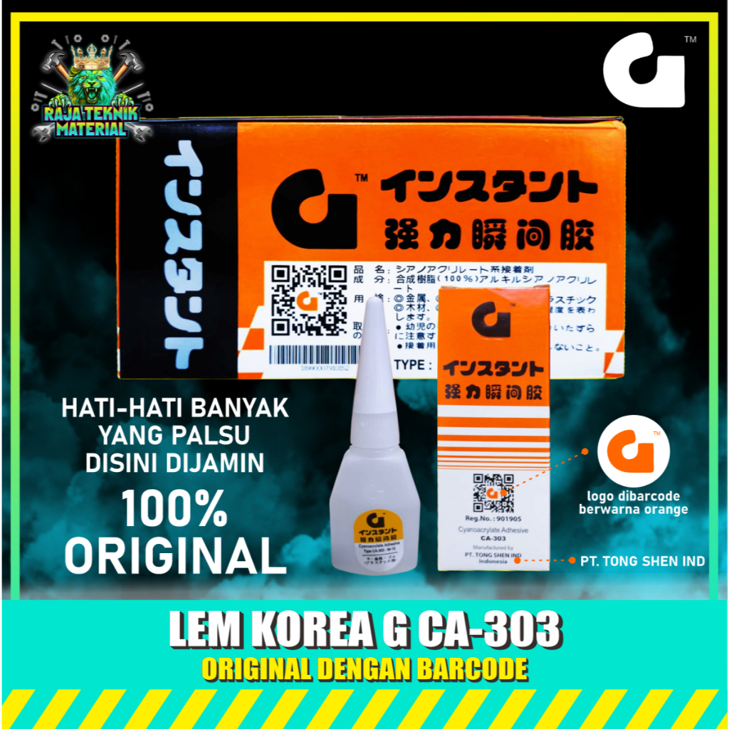 

(PAKET 1 DUS ISI 50PCS) Lem Korea G Original Barcode / Lem Tetes Serbaguna "G" PT Tong Shen
