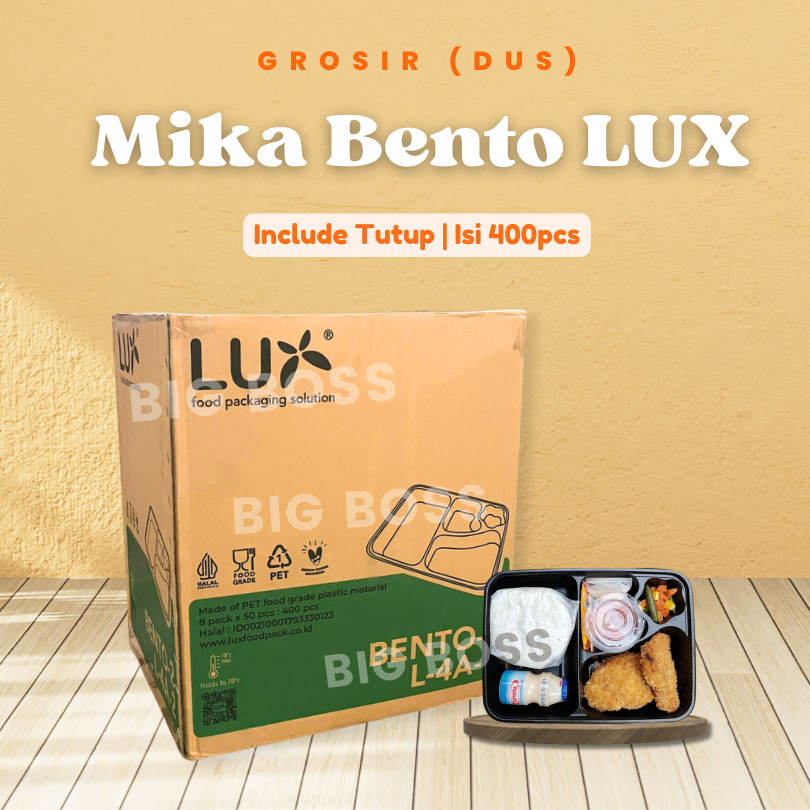 [DUS] Mika Bento LUX 4 Sekat Tebal Tahan Panas / Wadah Makanan Mika / Tempat Nasi Sekat / Mika Lunch