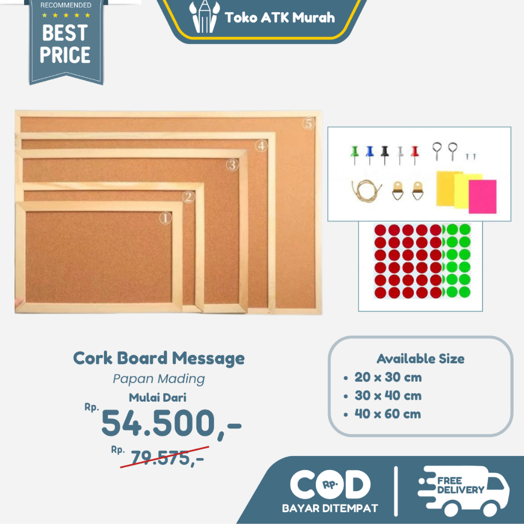

Cork Board Message 20x30 / 30x40 / 40x60 cm - Background Sticker Papan Mading - Pin Board